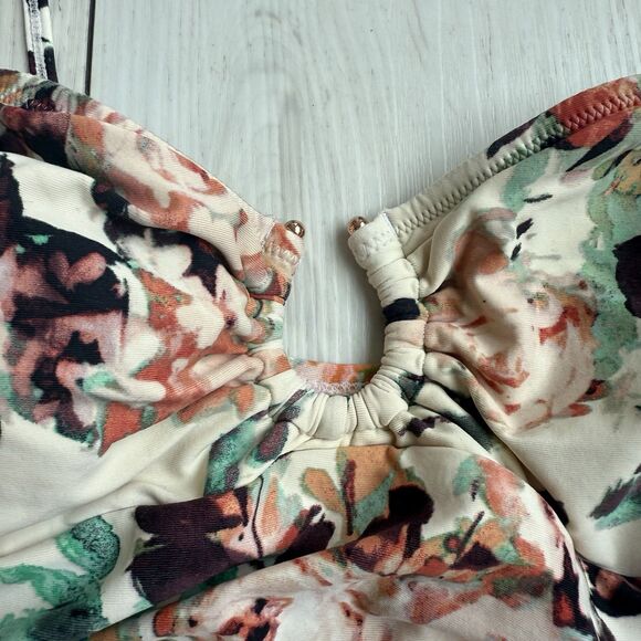 Anthropologie Mermaid Large Maillot One Piece Swimsuit Floral Ruched Keyhole - Picture 3 of 11